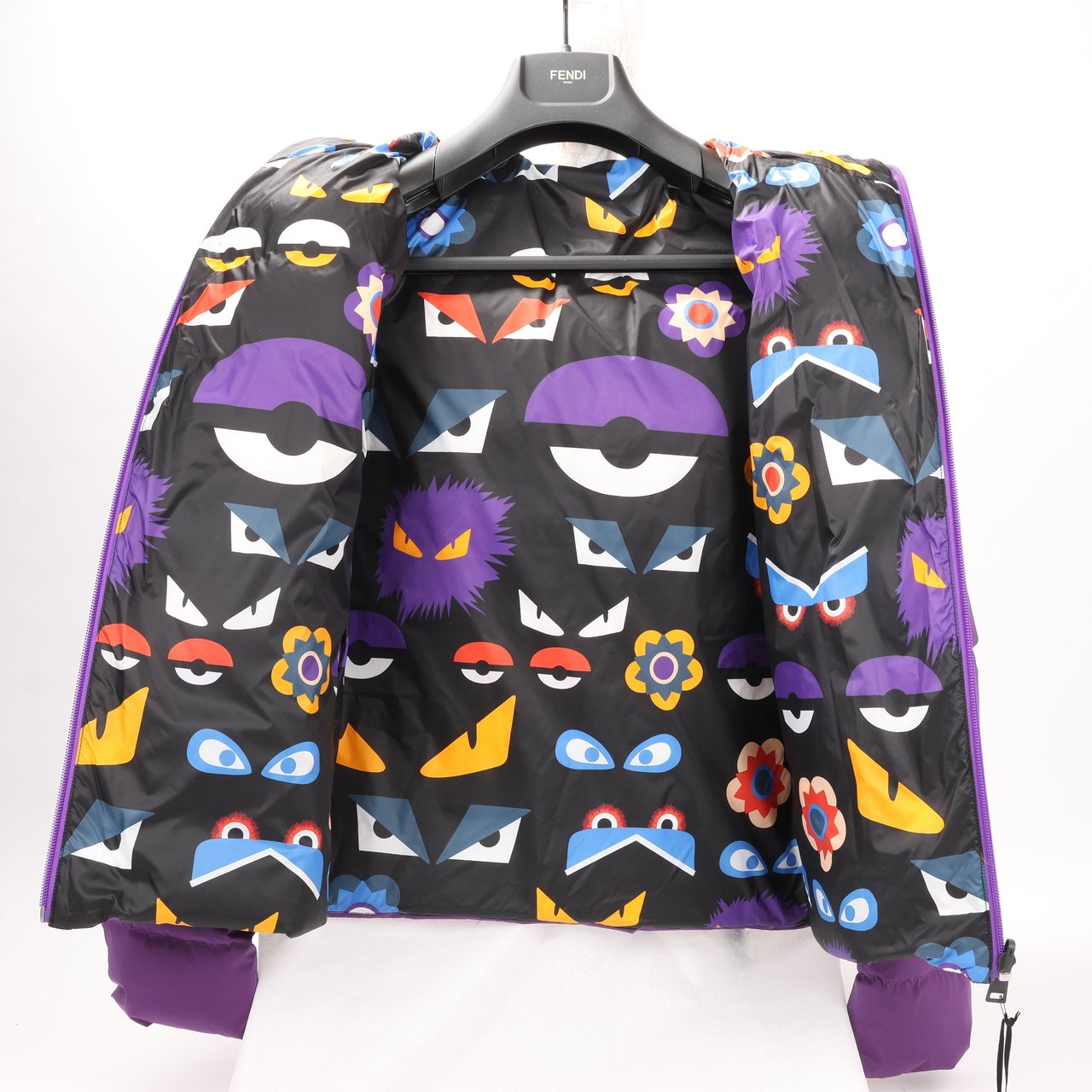 Fendi Purple Puffer Jacket, Size 44 Paars