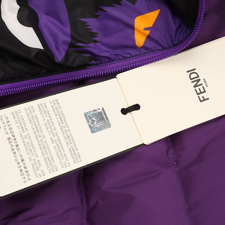 Fendi Purple Puffer Jacket, Size 44 Paars