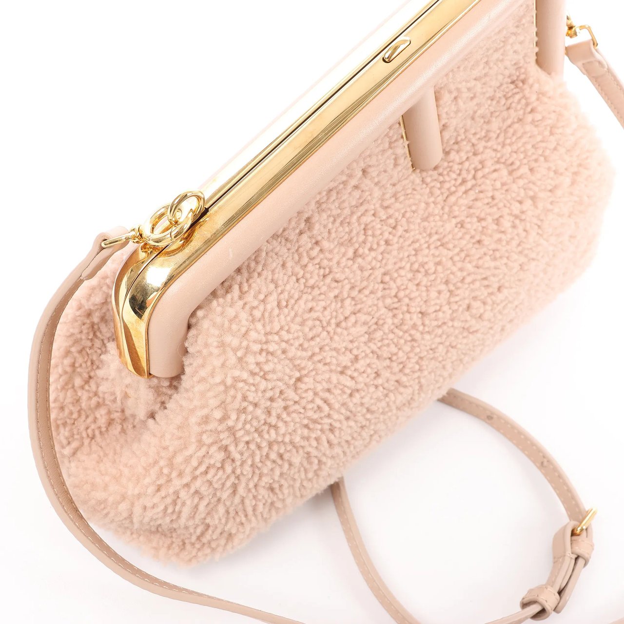 Fendi FENDI First Boa x Leather Crossbody bag in Pink 8BP129 Roze