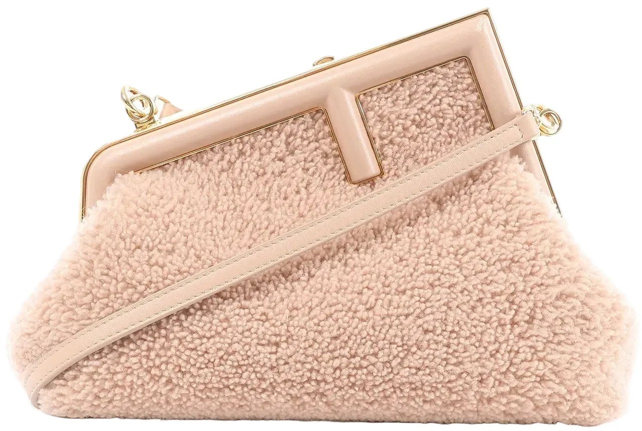 Fendi FENDI First Boa x Leather Crossbody bag in Pink 8BP129 Roze