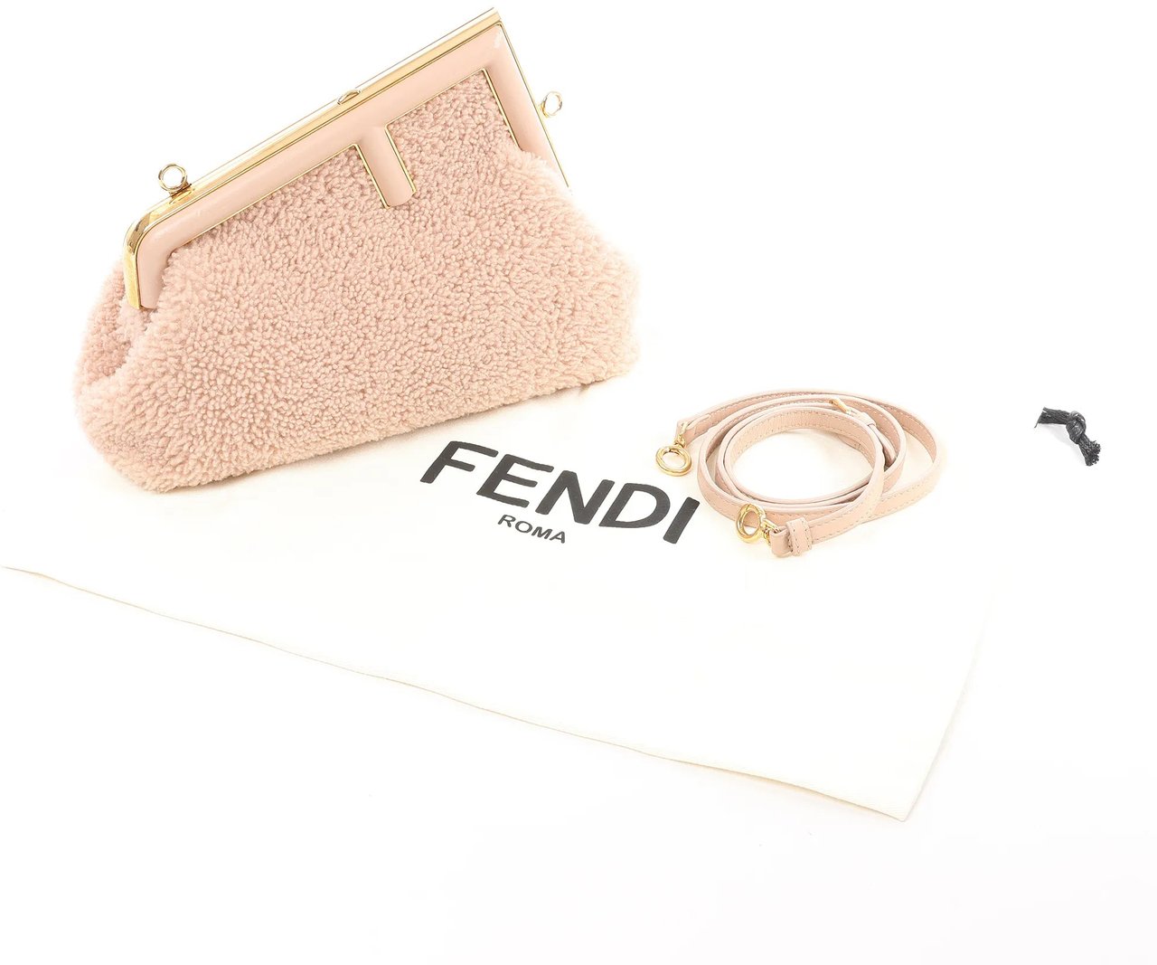 Fendi FENDI First Boa x Leather Crossbody bag in Pink 8BP129 Roze
