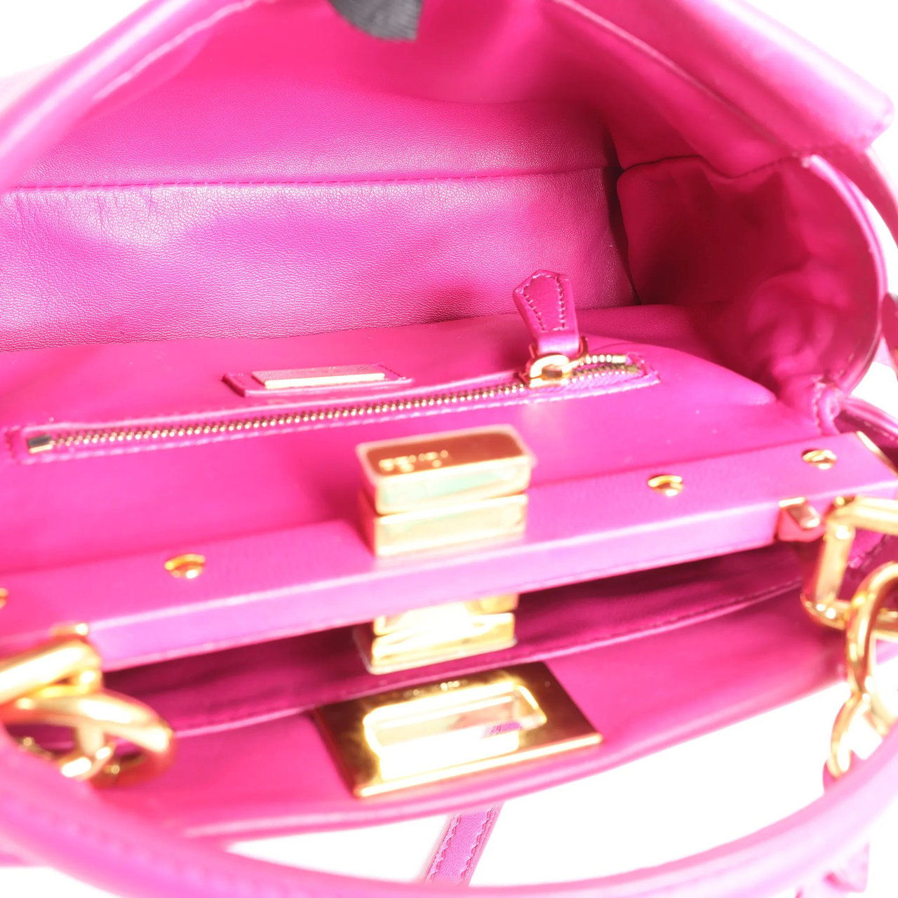 Fendi Fendi Peekaboo Mini Leather 2Way Handbag in Pink 8BN244 Roze