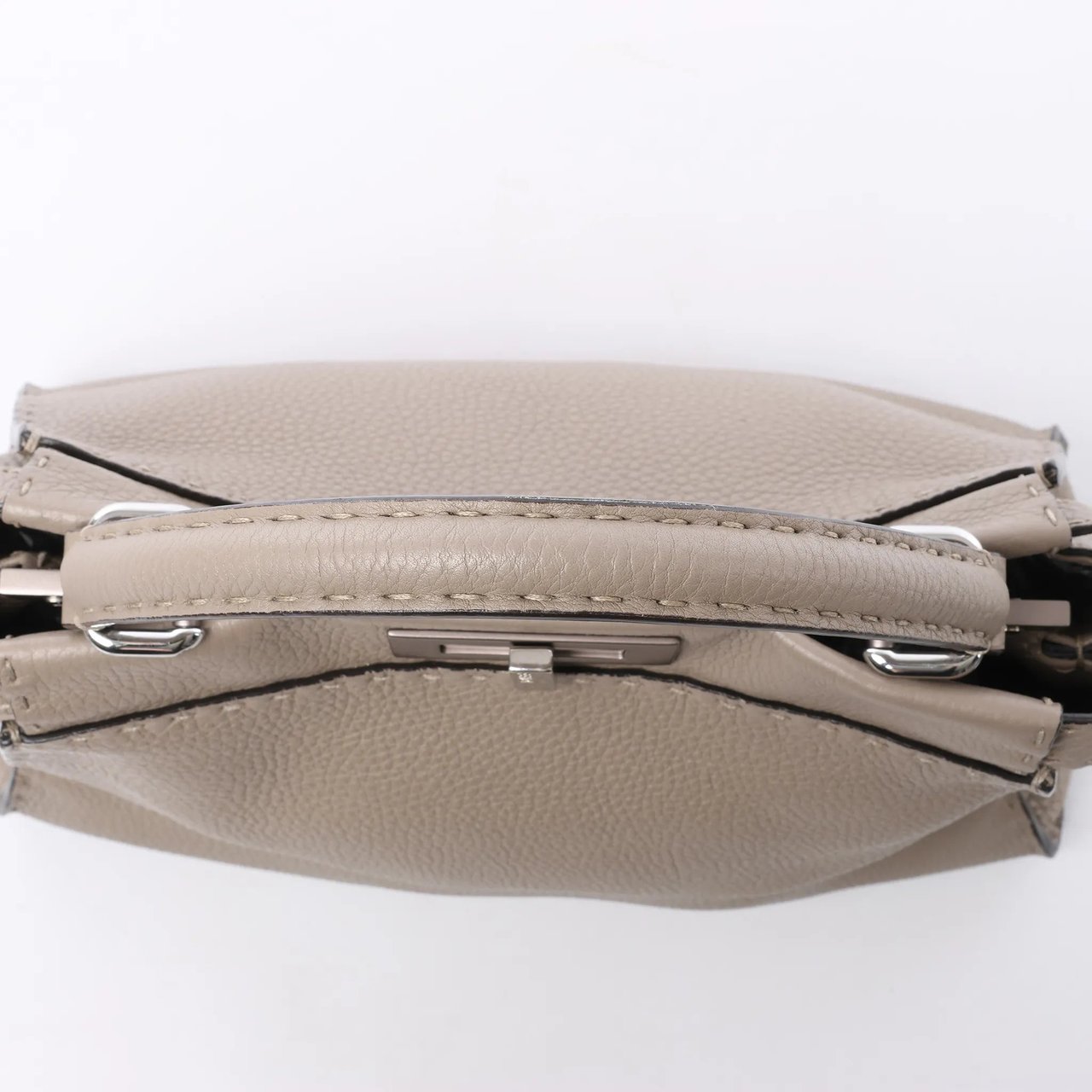 Fendi Fendi Peekaboo Regular Selleria Leather Handbag in Greige 8BN290 Beige