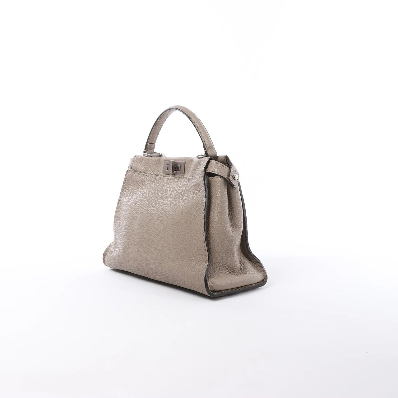 Fendi Fendi Peekaboo Regular Selleria Leather Handbag in Greige 8BN290 Beige