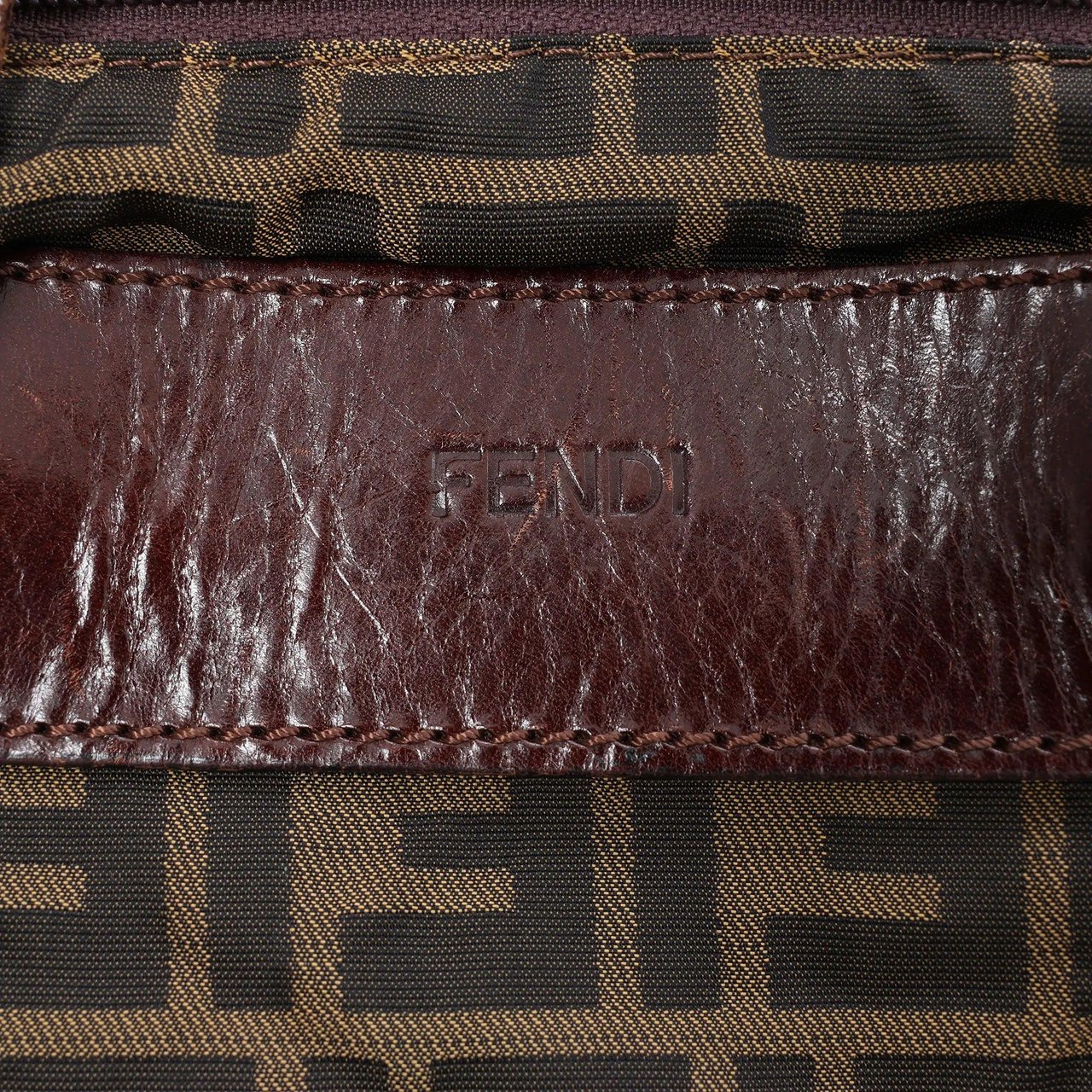 FENDI Zucca Canvas x Leather Travel Bag in Brown Bruin