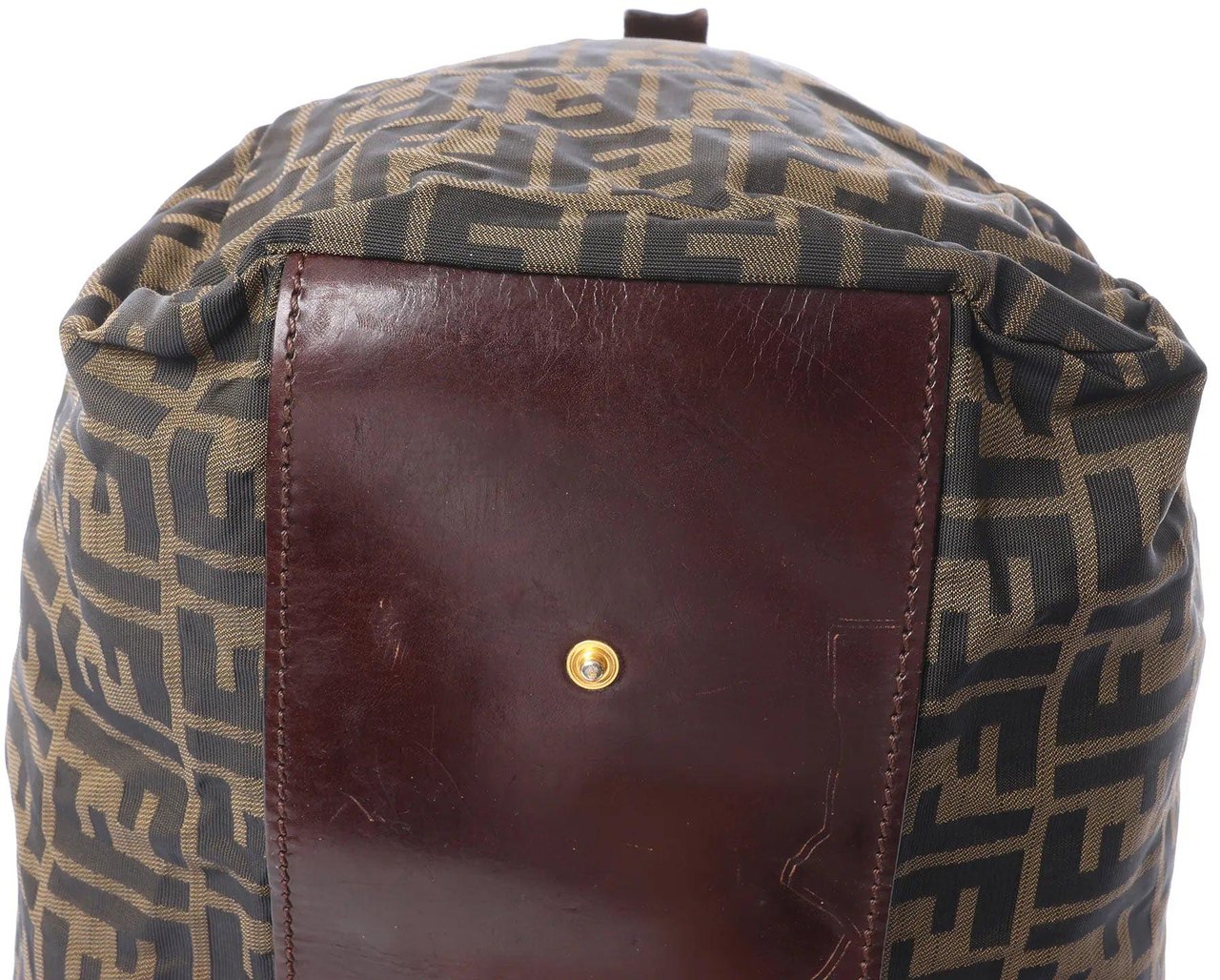FENDI Zucca Canvas x Leather Travel Bag in Brown Bruin