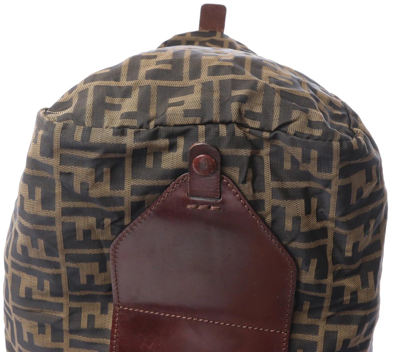 FENDI Zucca Canvas x Leather Travel Bag in Brown Bruin
