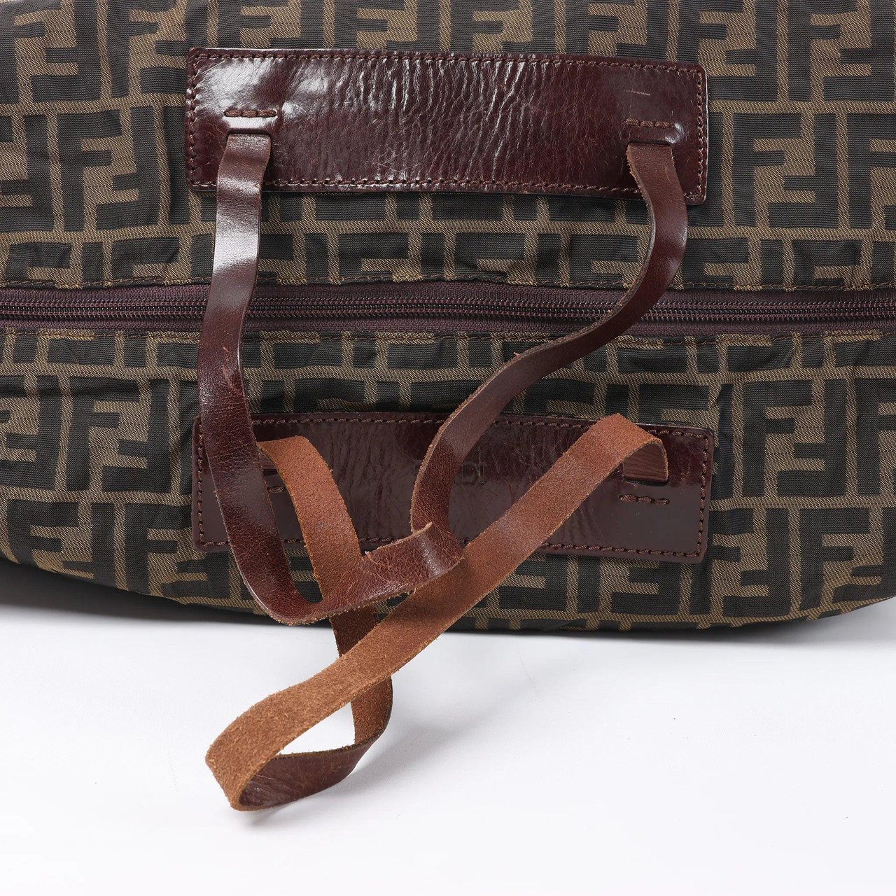 FENDI Zucca Canvas x Leather Travel Bag in Brown Bruin