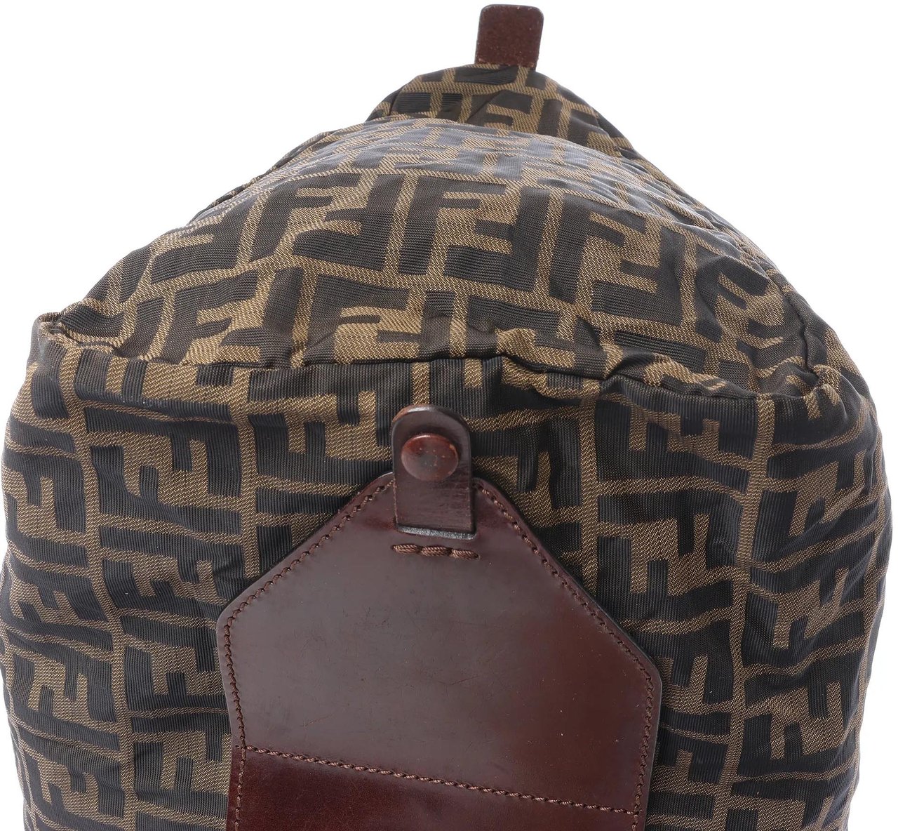 FENDI Zucca Canvas x Leather Travel Bag in Brown Bruin