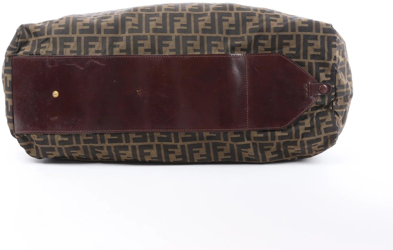 FENDI Zucca Canvas x Leather Travel Bag in Brown Bruin