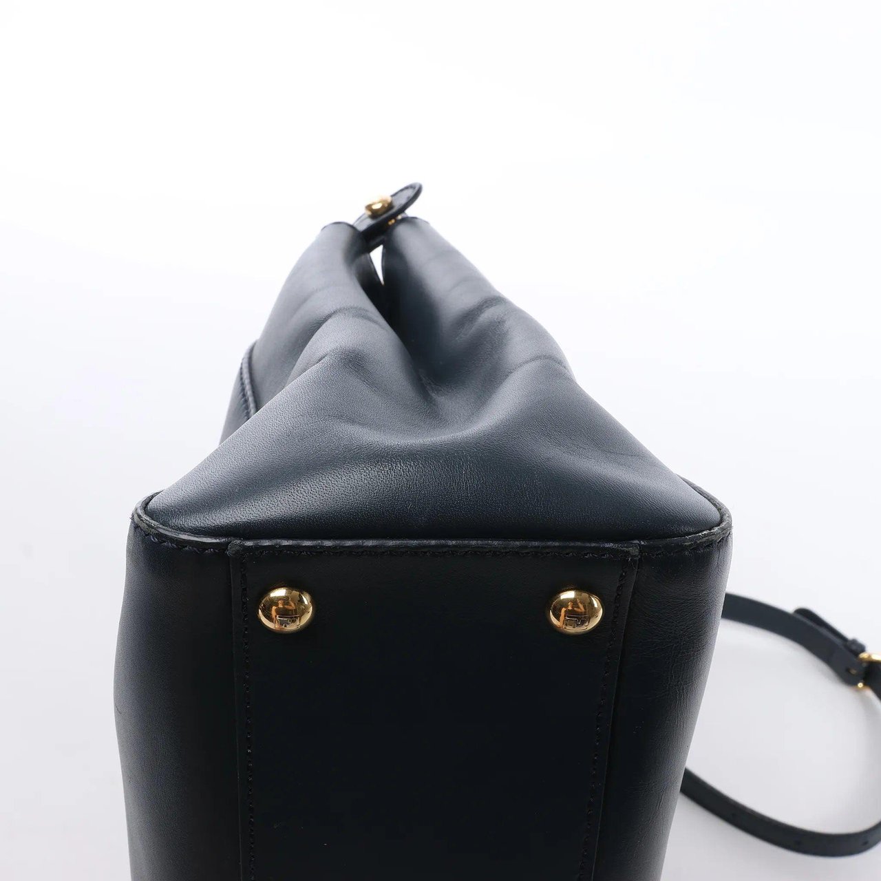 Fendi Peekaboo Regular Leather 2Way Handbag in Navy Blue 8BN226 Blauw