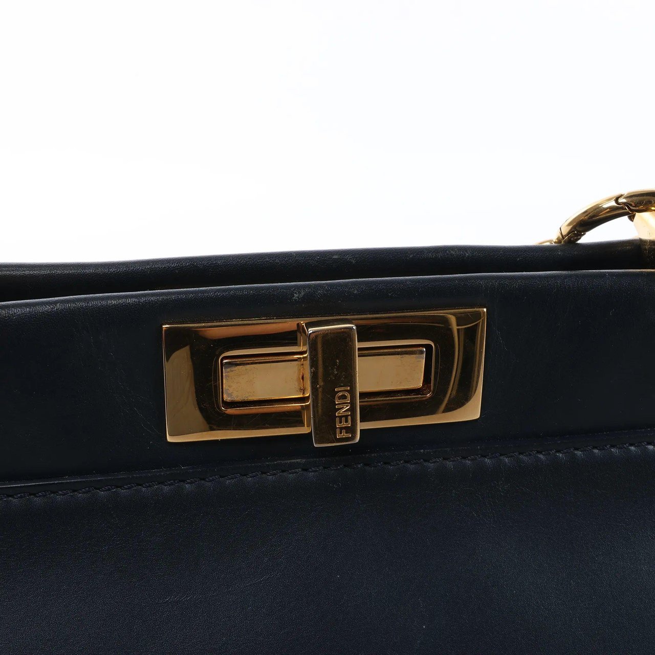 Fendi Peekaboo Regular Leather 2Way Handbag in Navy Blue 8BN226 Blauw