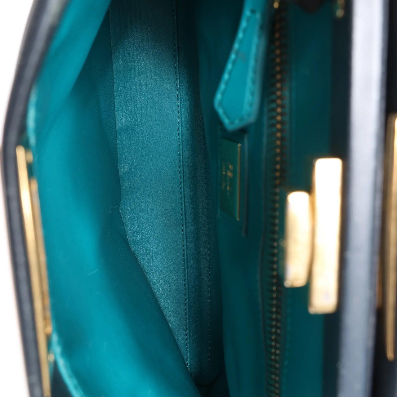 Fendi Peekaboo Regular Leather 2Way Handbag in Navy Blue 8BN226 Blauw