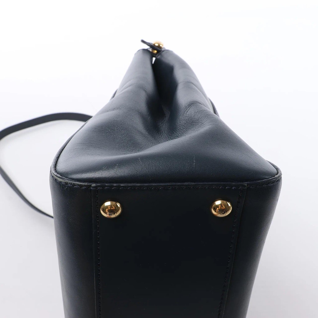 Fendi Peekaboo Regular Leather 2Way Handbag in Navy Blue 8BN226 Blauw