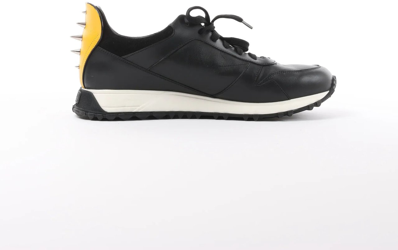 Fendi Fendi Monster Bug's Eye Studs Leather Sneakers in Black x Yellow, Size 41 EU Divers