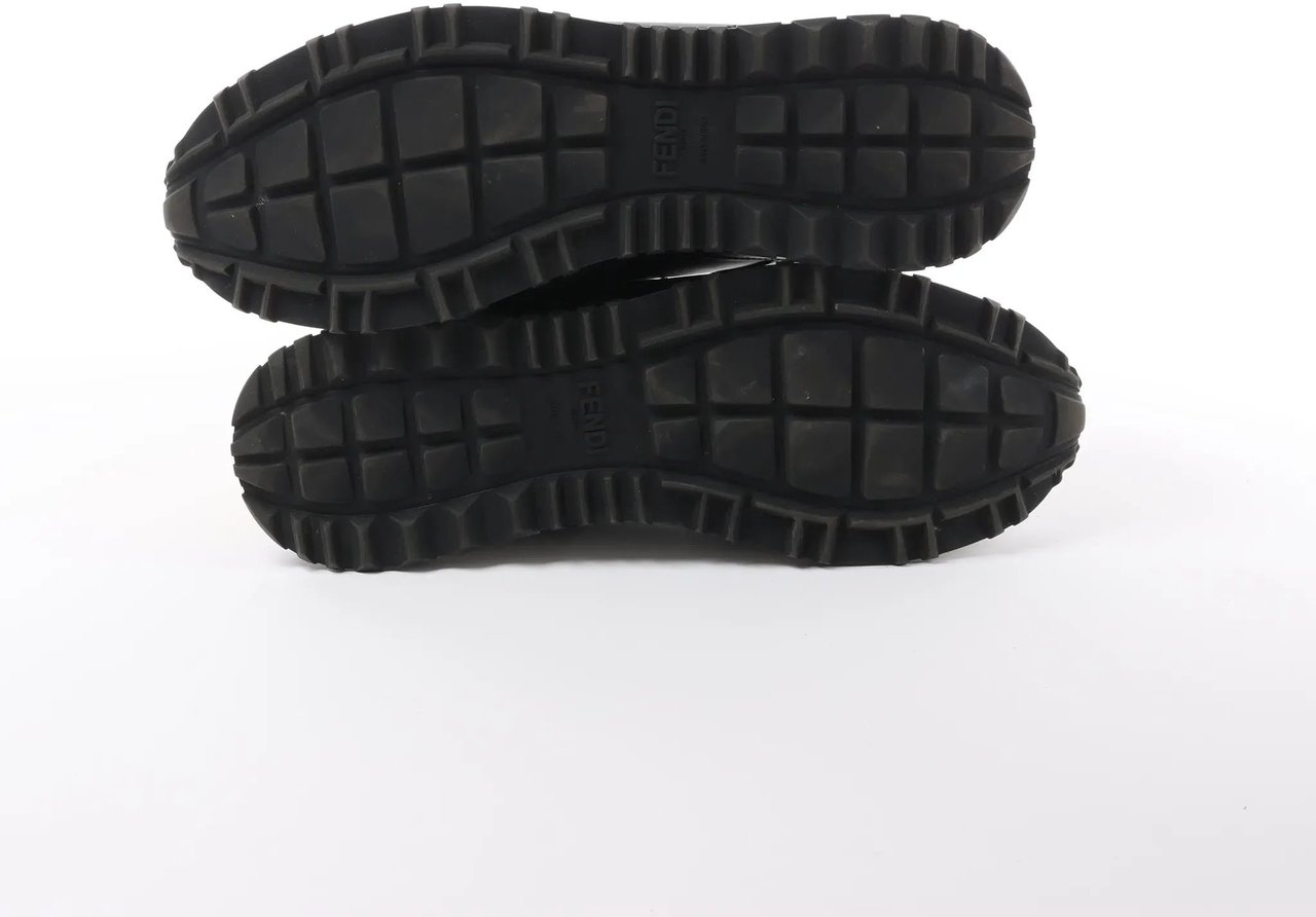 Fendi Fendi Monster Bug's Eye Studs Leather Sneakers in Black x Yellow, Size 41 EU Divers