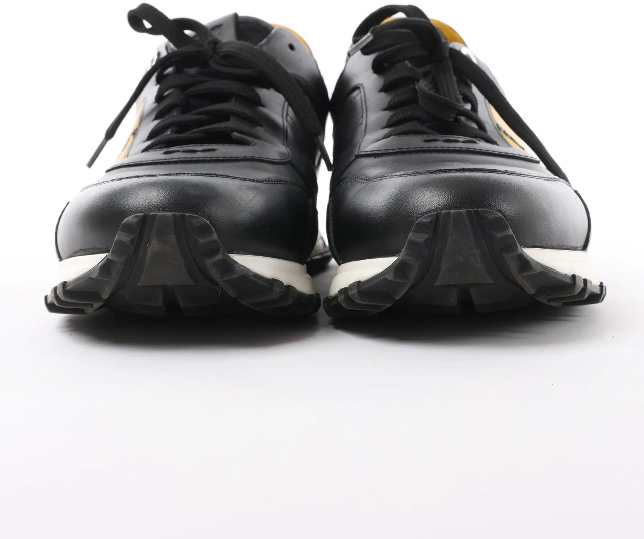 Fendi Fendi Monster Bug's Eye Studs Leather Sneakers in Black x Yellow, Size 41 EU Divers