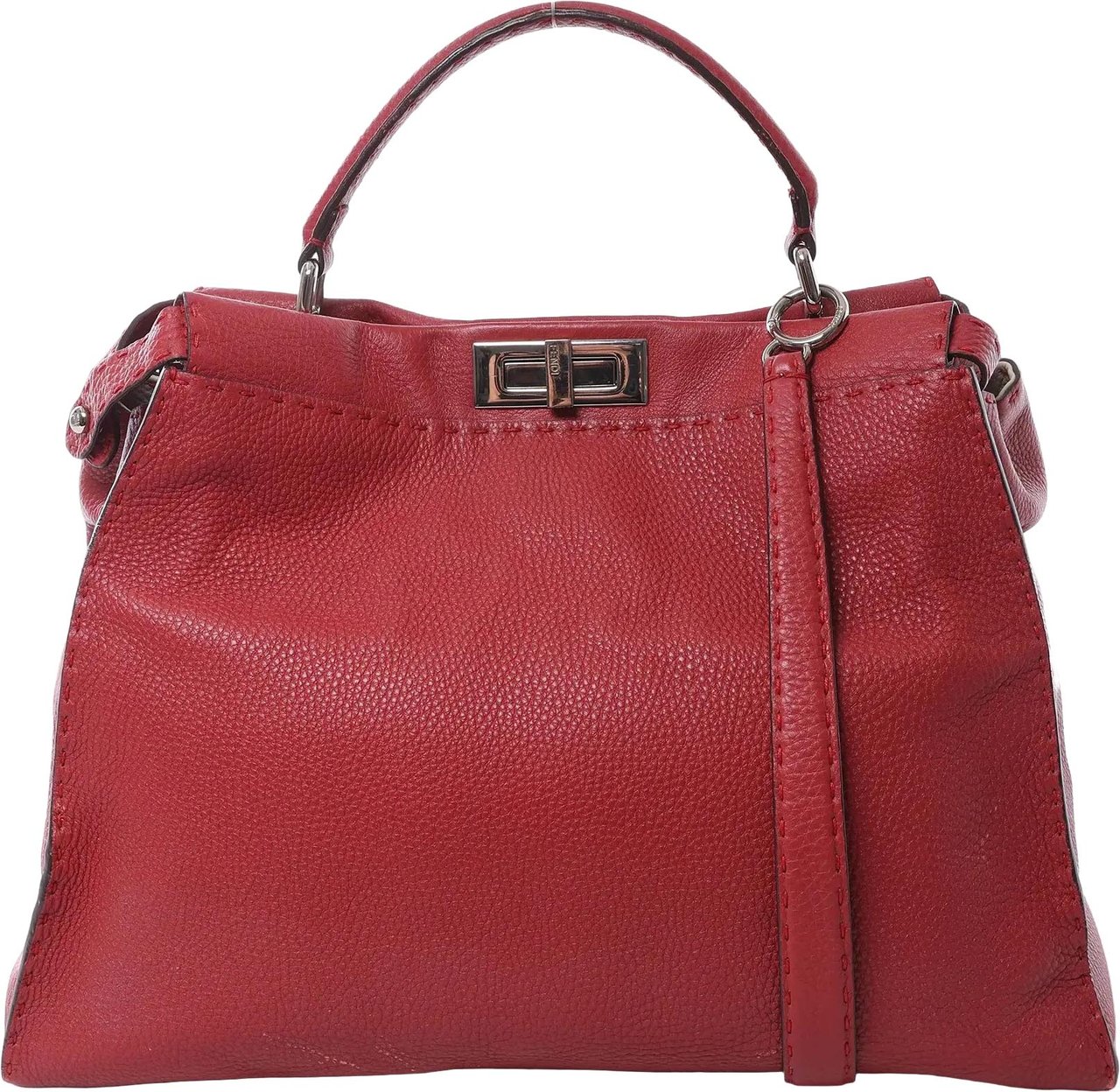 Fendi Peekaboo Large Selleria Leather 2Way Handbag in Red 8BN210 Divers
