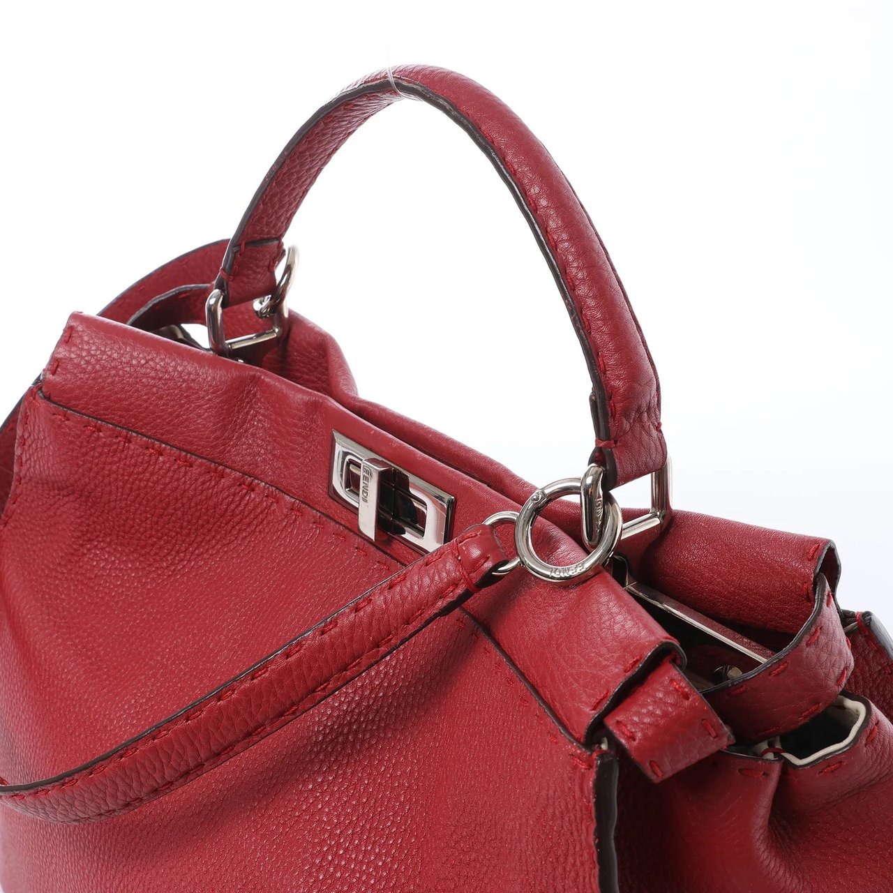 Fendi Peekaboo Large Selleria Leather 2Way Handbag in Red 8BN210 Divers