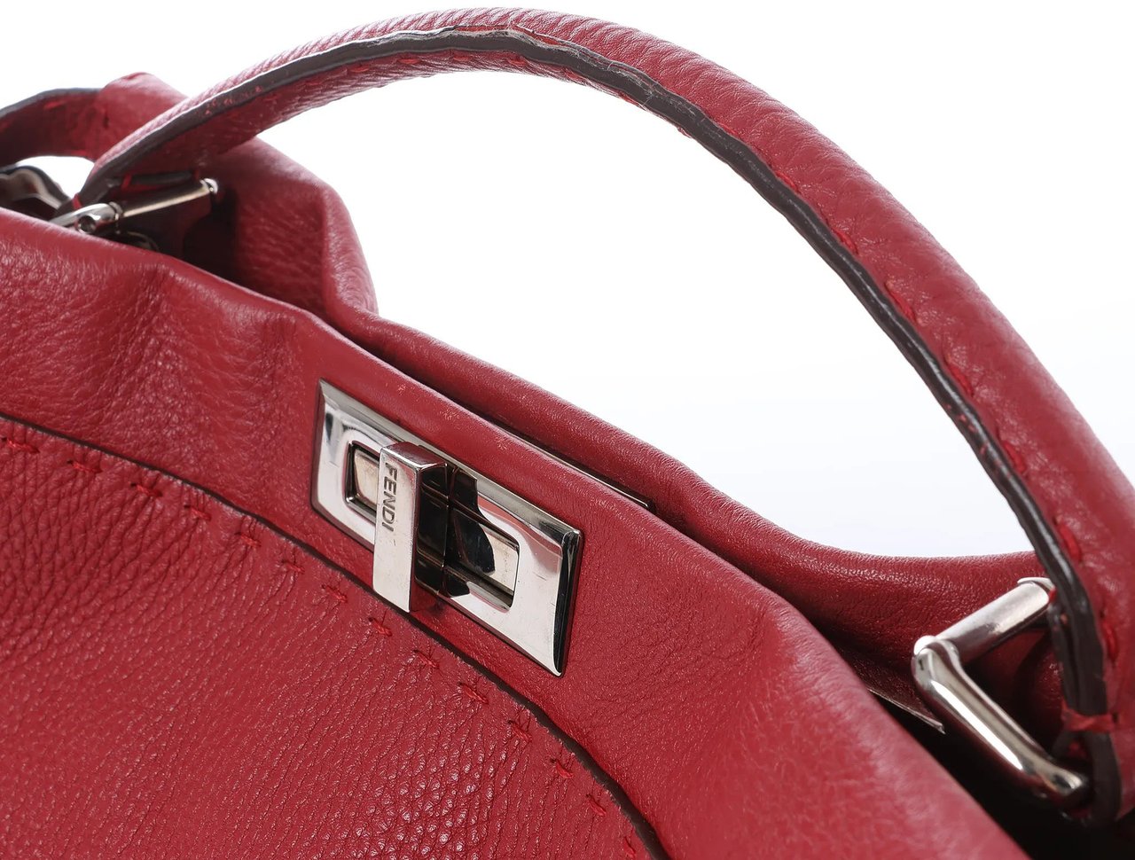 Fendi Peekaboo Large Selleria Leather 2Way Handbag in Red 8BN210 Divers