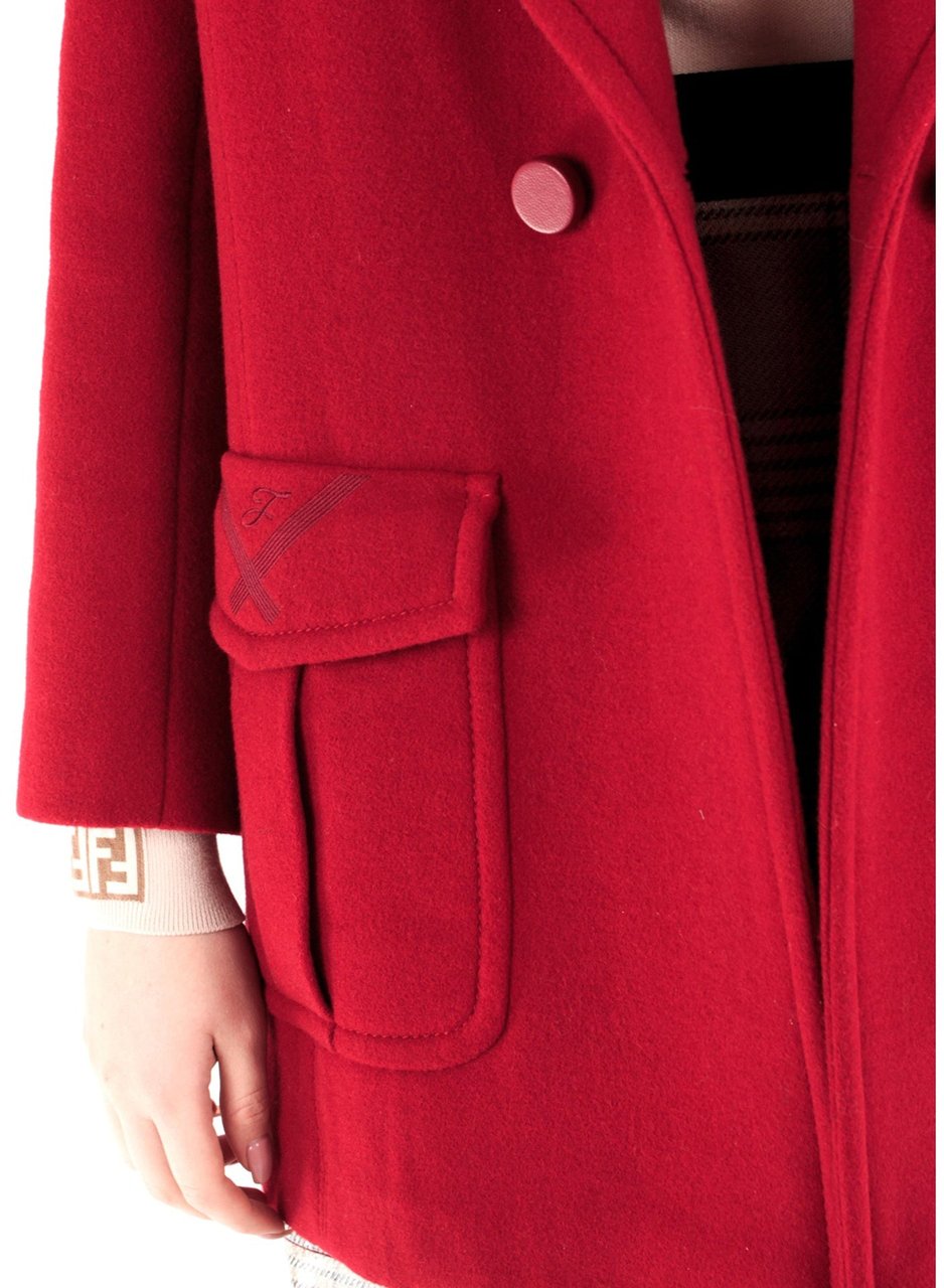 Fendi Fendi Fur Collar Wool Coat Rood