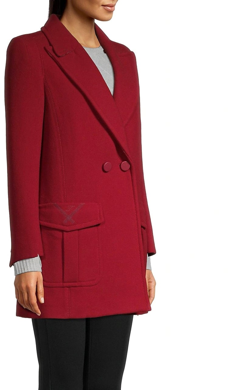 Fendi Fendi Fur Collar Wool Coat Rood