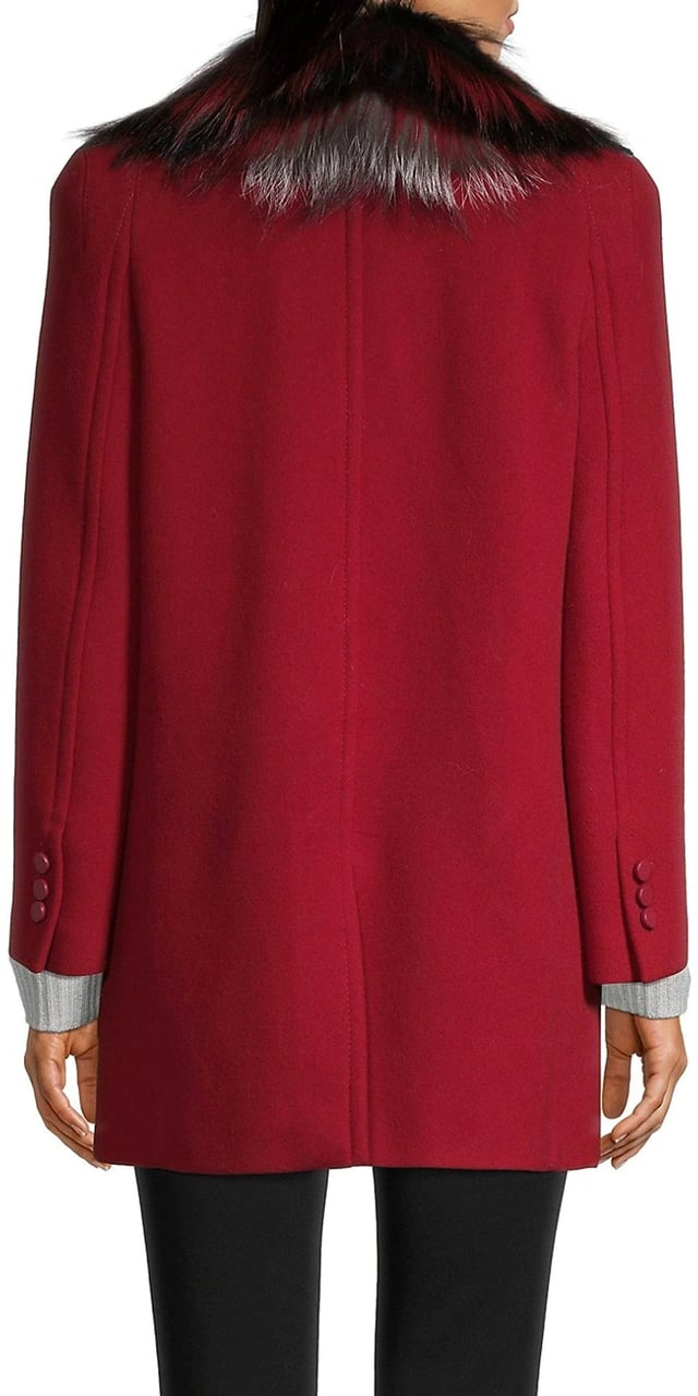 Fendi Fendi Fur Collar Wool Coat Rood