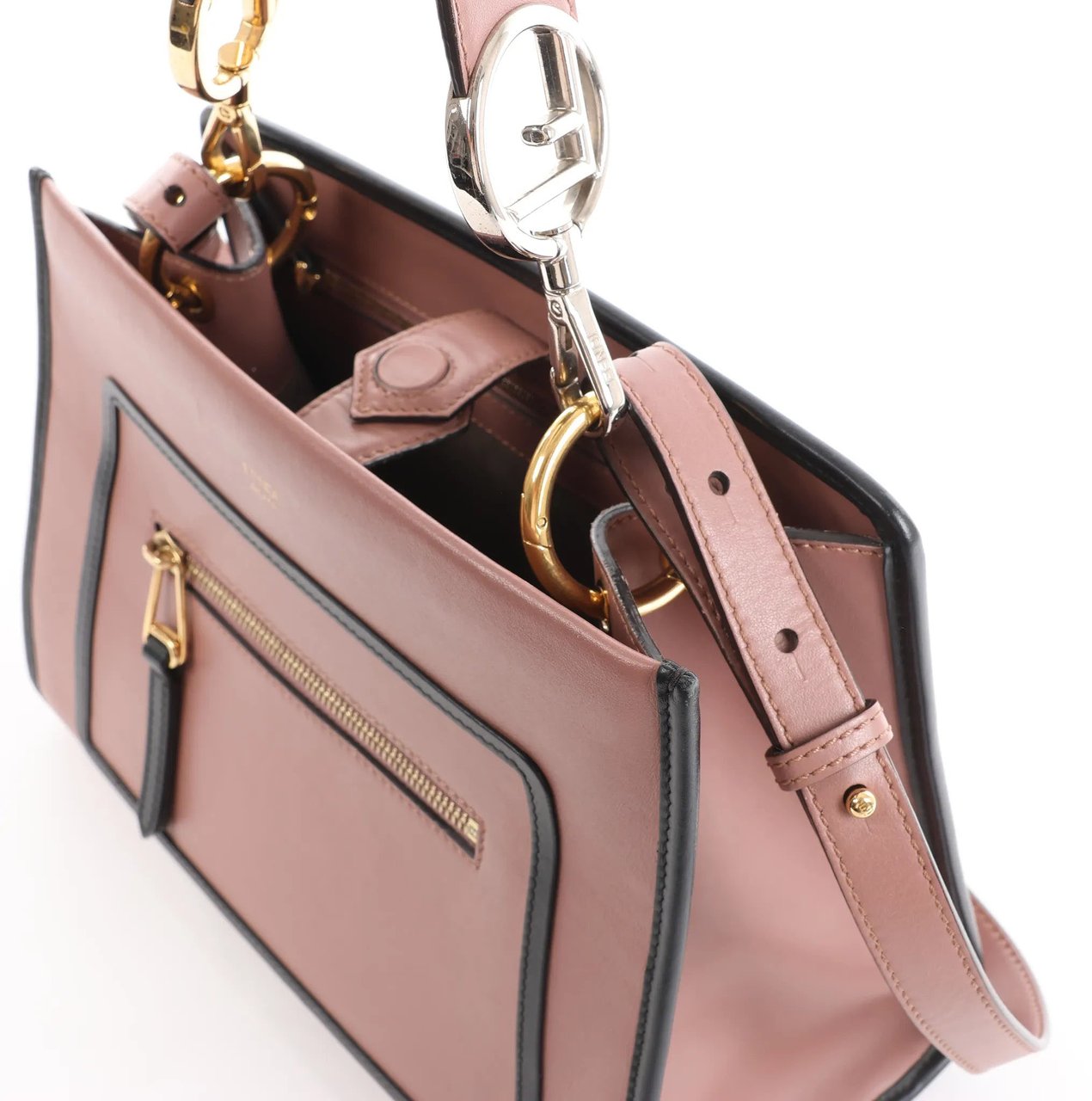 Fendi Runaway Leather 2Way Handbag in Pink 8BH344 Roze
