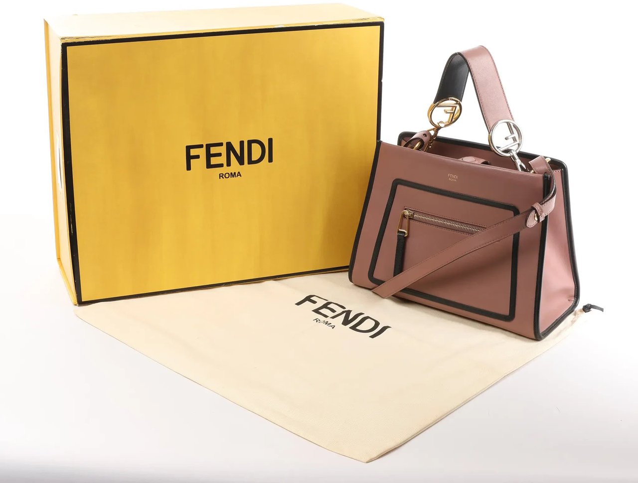 Fendi Runaway Leather 2Way Handbag in Pink 8BH344 Roze