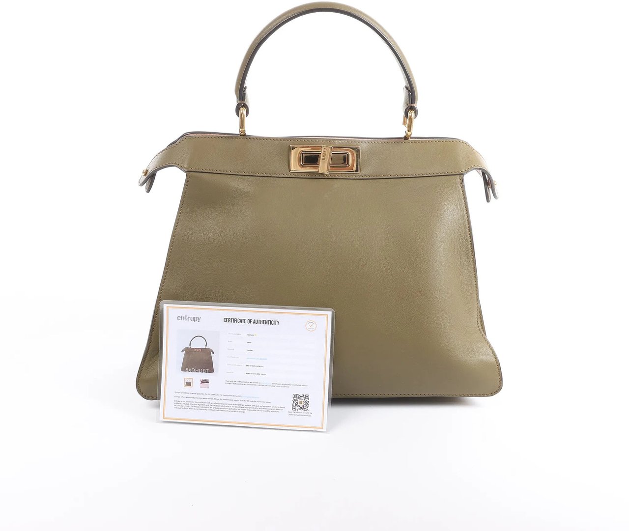 Fendi Peek-a-boo ICU Co., Ltd. Medium Leather Handbag in Green 8BN321 Groen