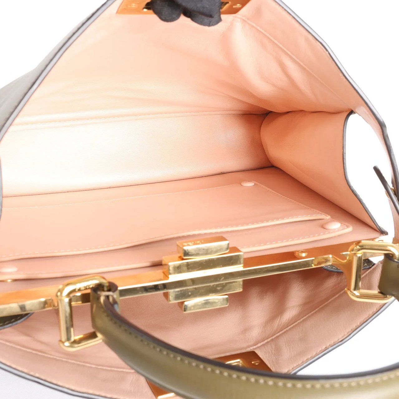 Fendi Peek-a-boo ICU Co., Ltd. Medium Leather Handbag in Green 8BN321 Groen