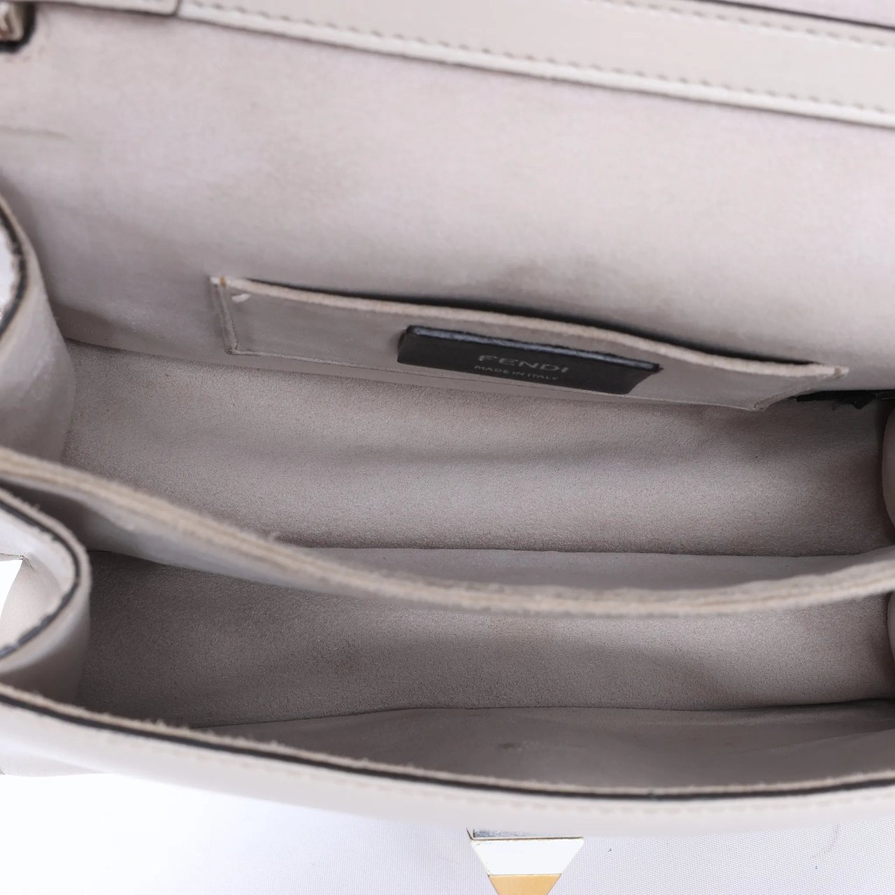 FENDI Kan I Mini Leather Chain Crossbody Bag in Gray 8M0381 Wit