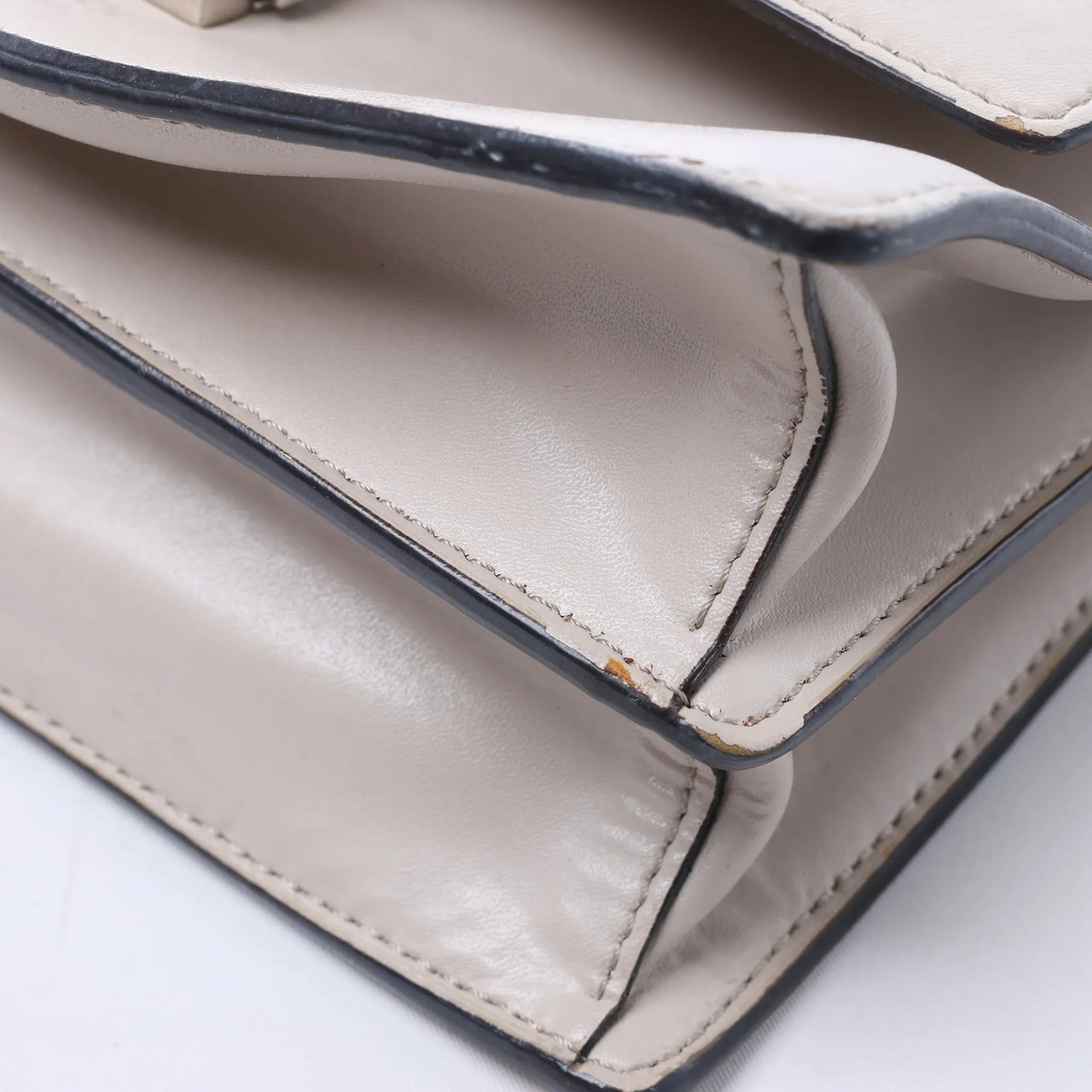 FENDI Kan I Mini Leather Chain Crossbody Bag in Gray 8M0381 Wit