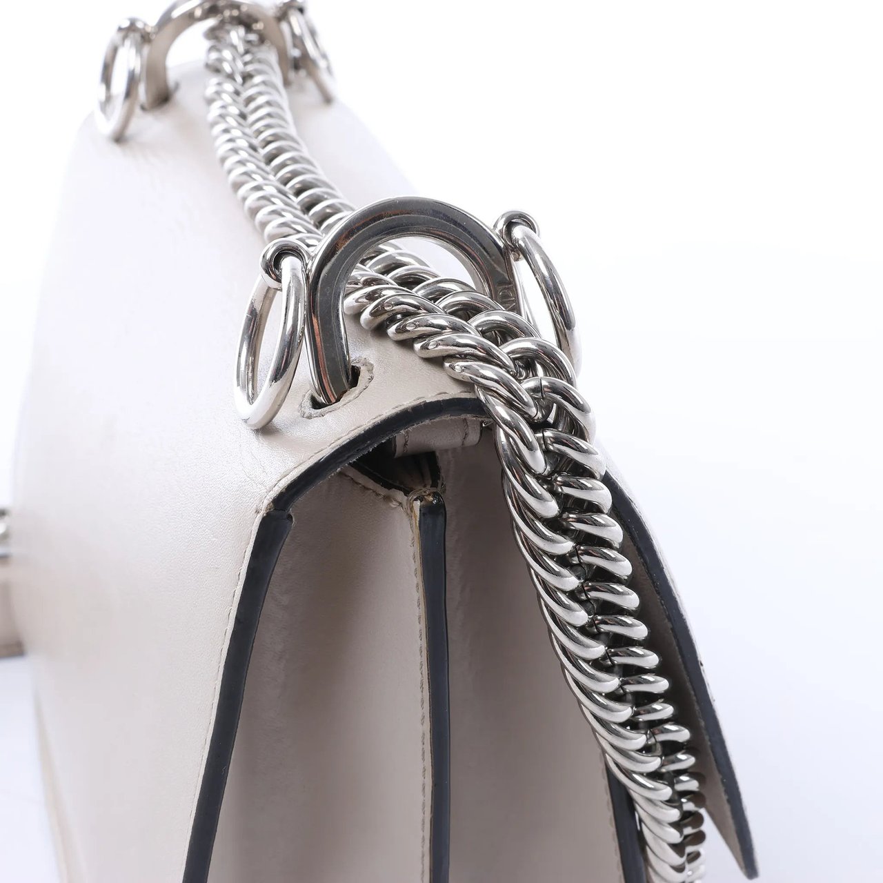 FENDI Kan I Mini Leather Chain Crossbody Bag in Gray 8M0381 Wit