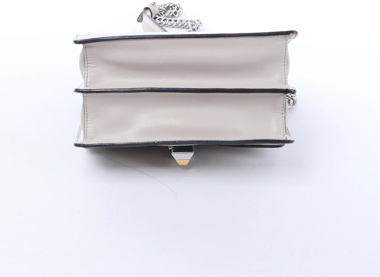 FENDI Kan I Mini Leather Chain Crossbody Bag in Gray 8M0381 Wit