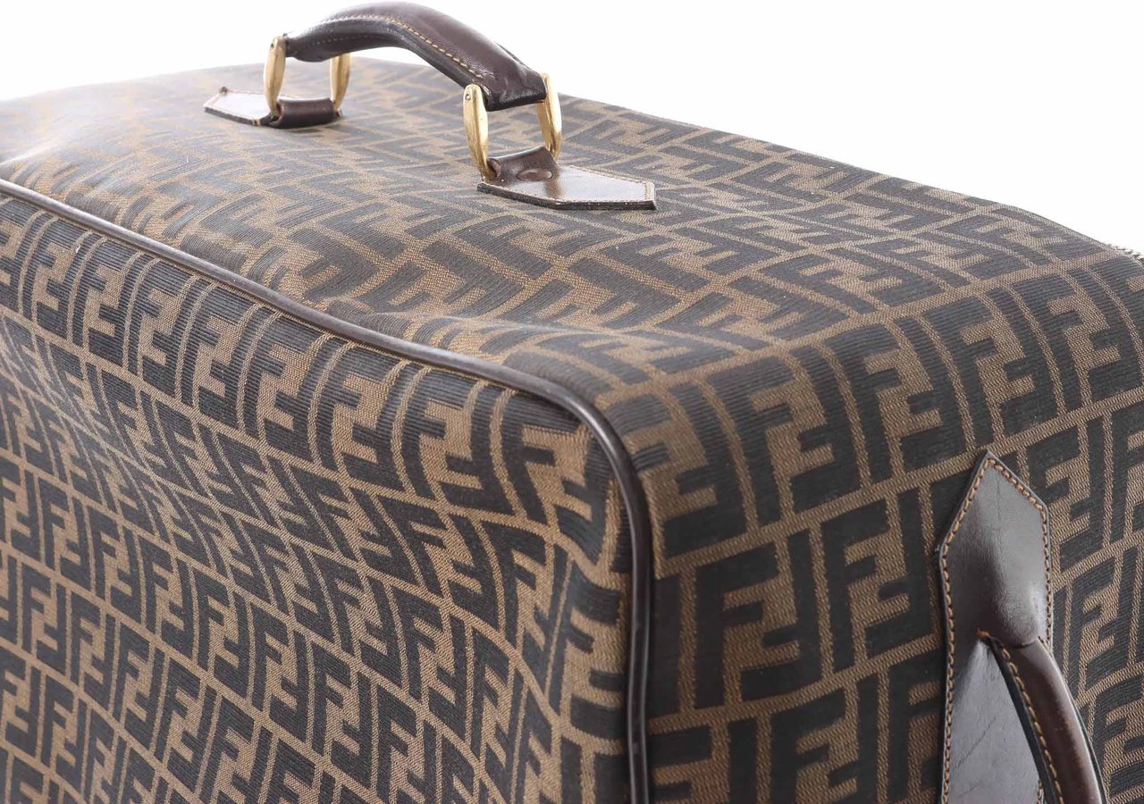 Fendi Zucca Canvas & Leather Travel Bag in Brown Bruin