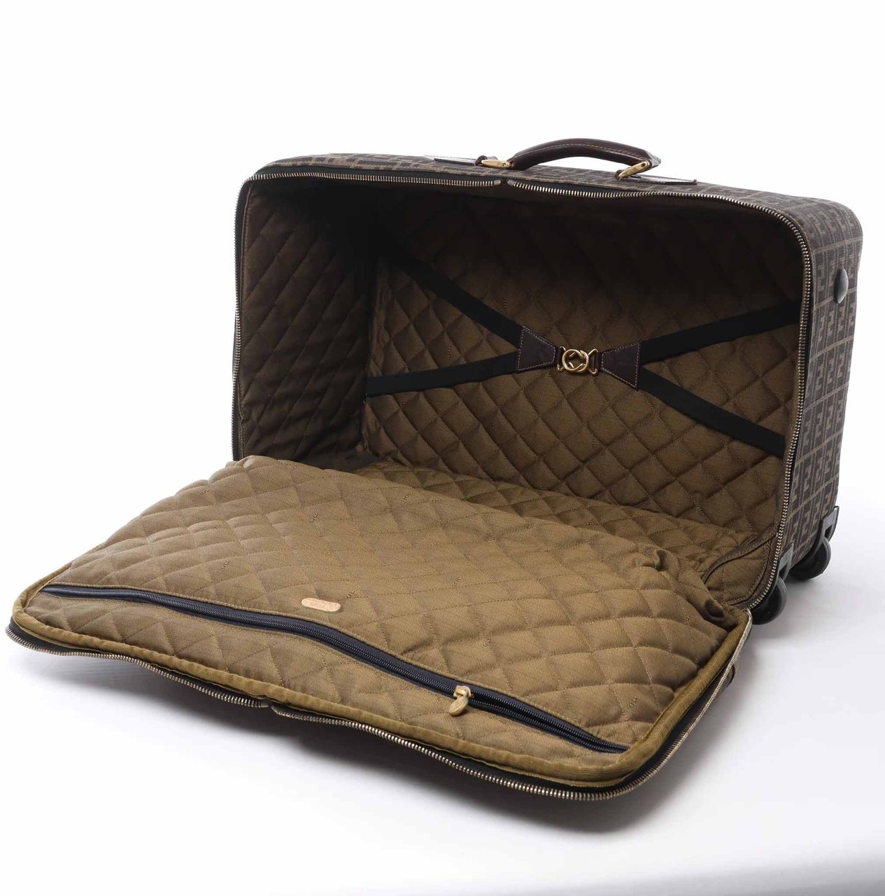 Fendi Zucca Canvas & Leather Travel Bag in Brown Bruin