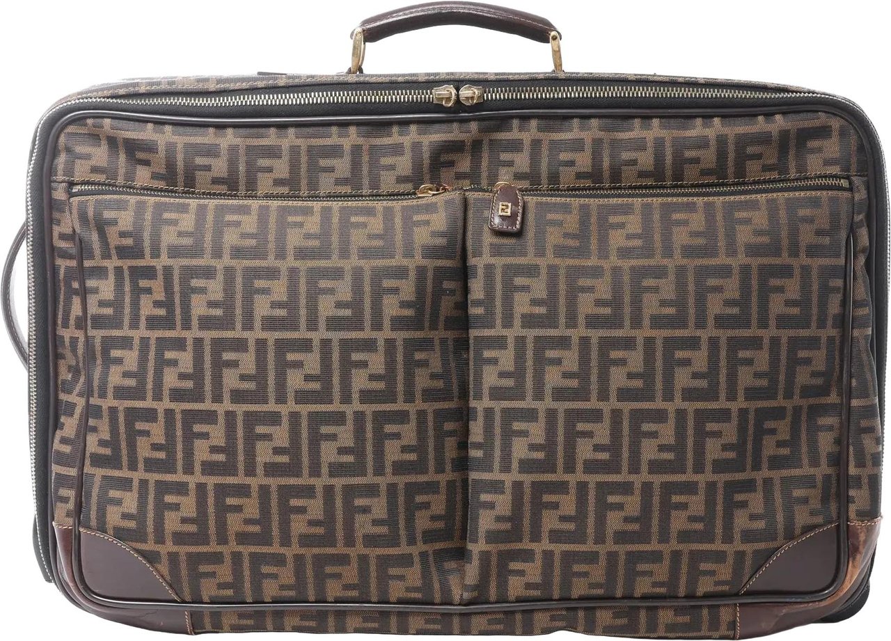 Fendi Zucca Canvas & Leather Travel Bag in Brown Bruin