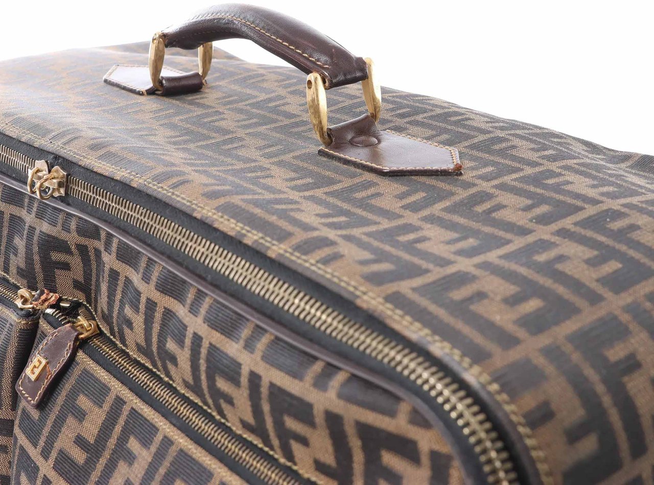 Fendi Zucca Canvas & Leather Travel Bag in Brown Bruin