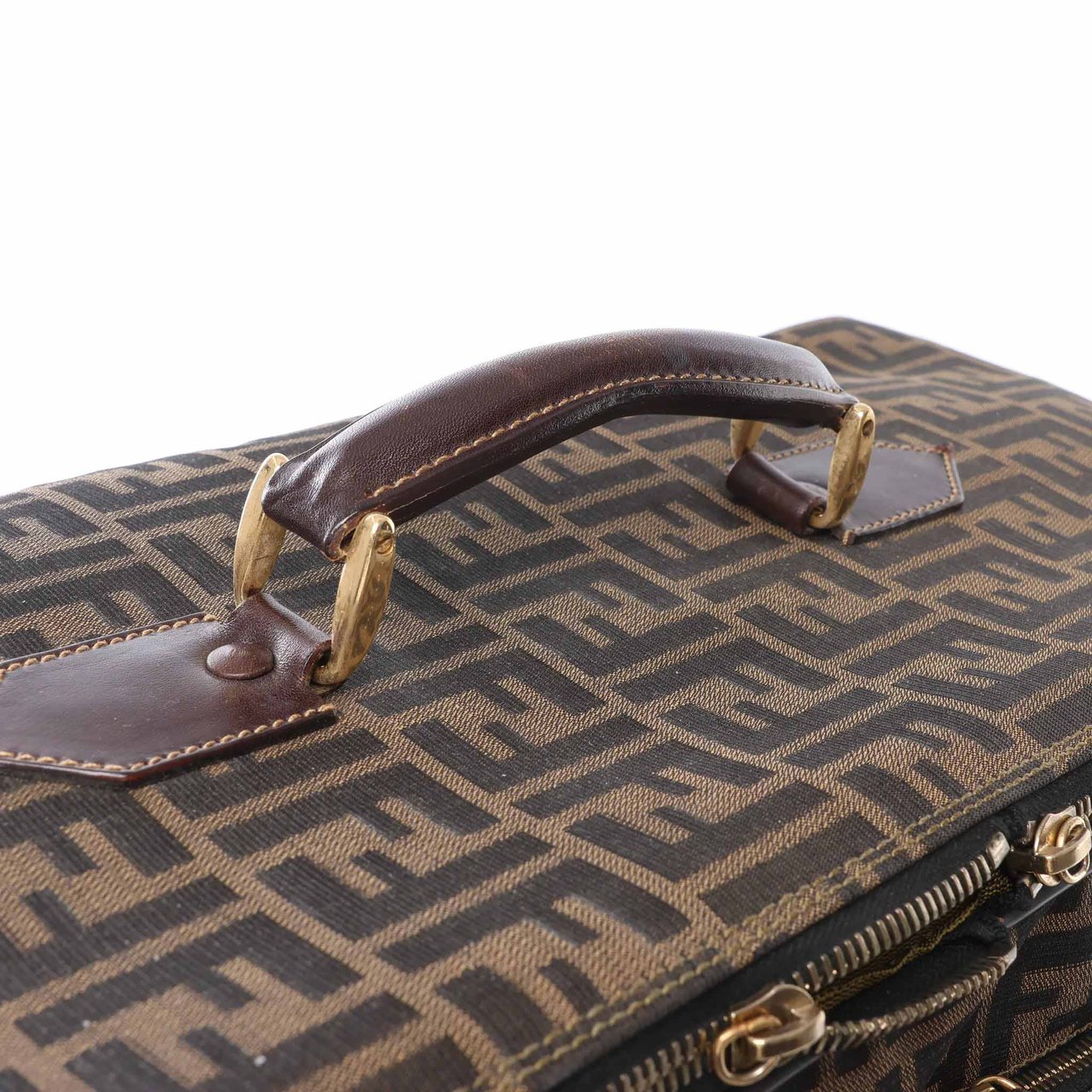 Fendi Zucca Canvas & Leather Travel Bag in Brown Bruin