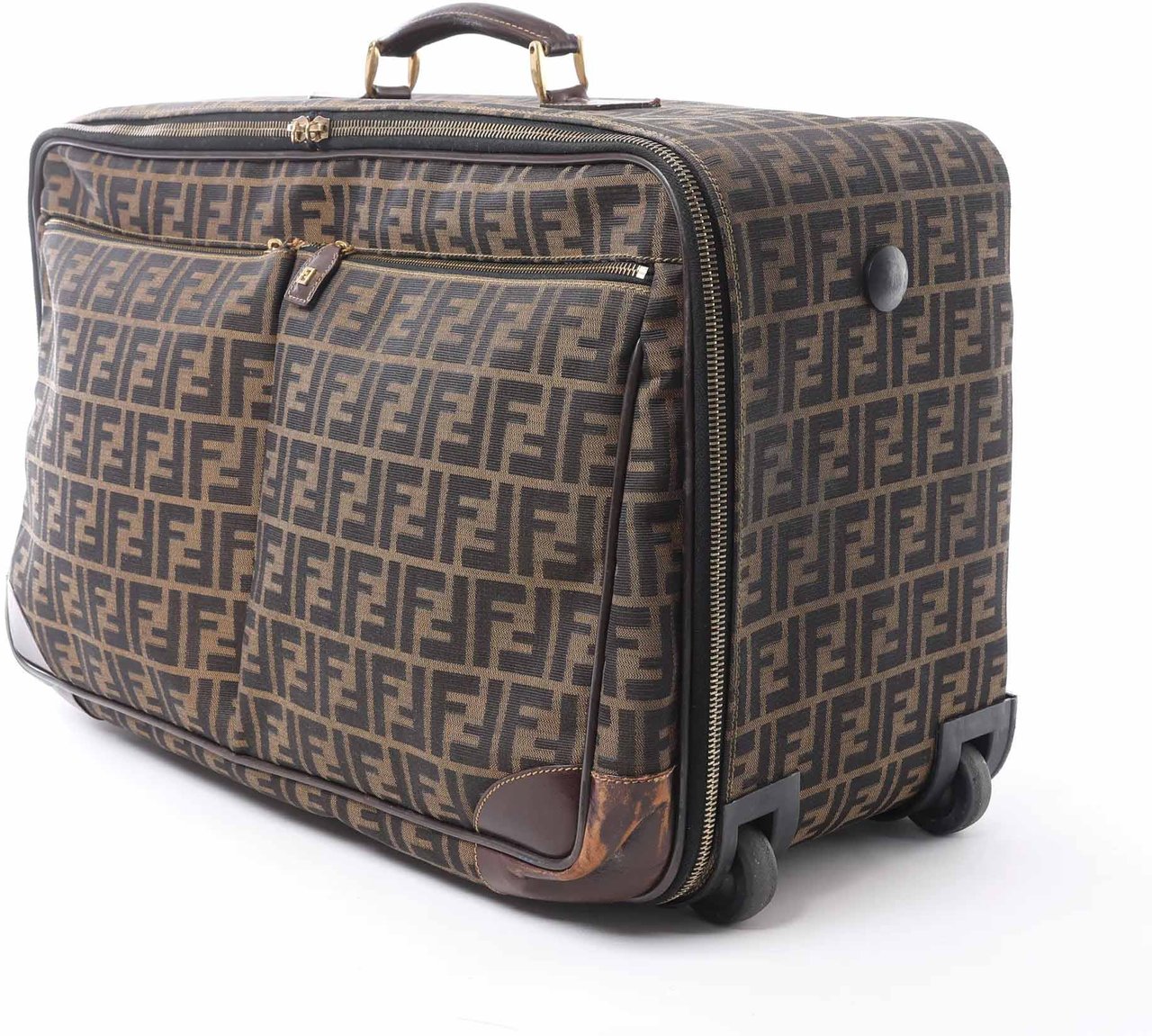 Fendi Zucca Canvas & Leather Travel Bag in Brown Bruin