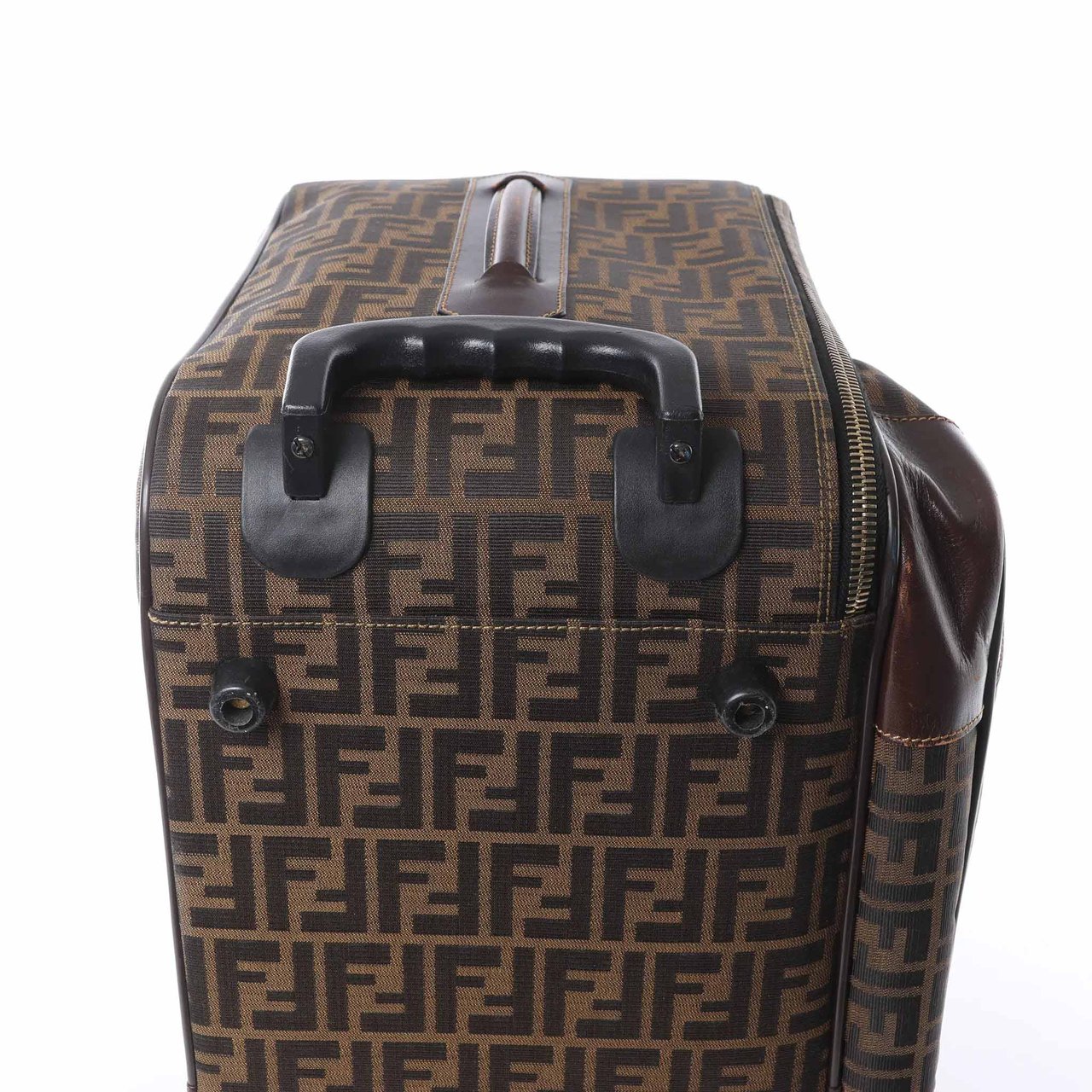 Fendi Zucca Canvas & Leather Travel Bag in Brown Bruin