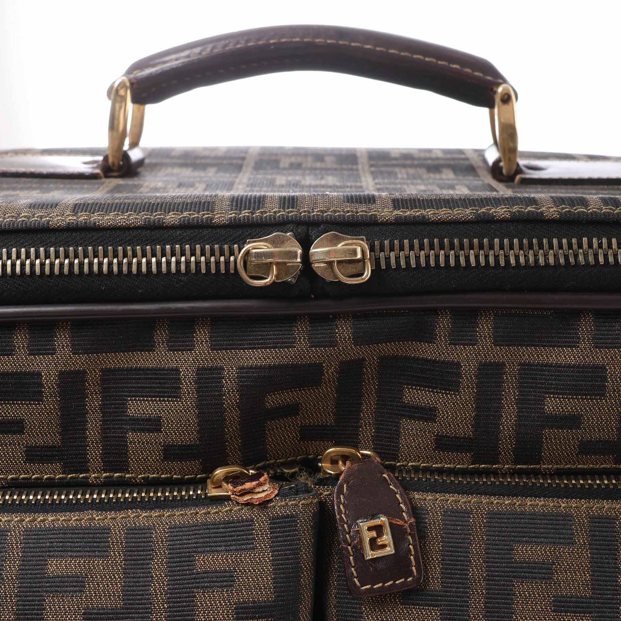 Fendi Zucca Canvas & Leather Travel Bag in Brown Bruin