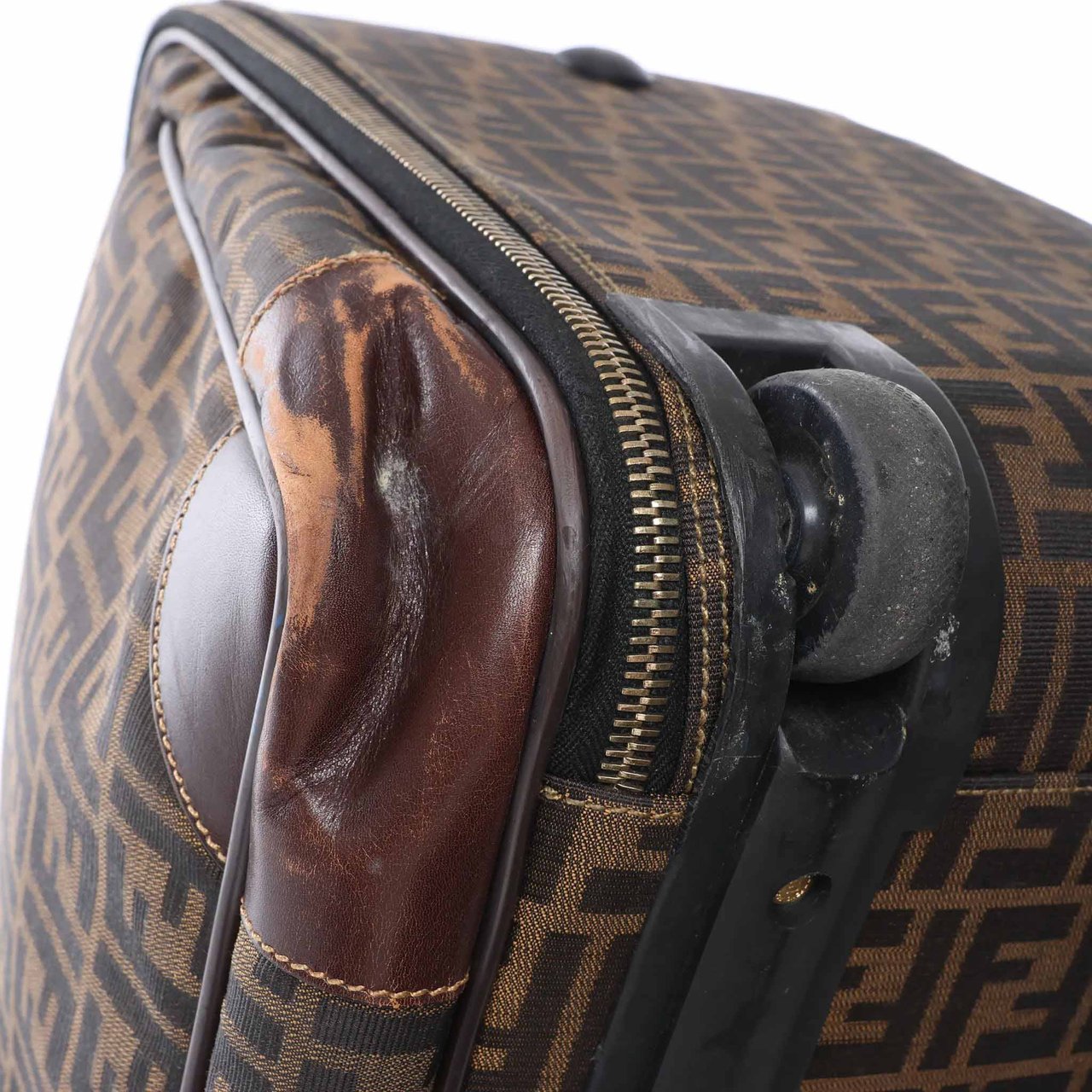Fendi Zucca Canvas & Leather Travel Bag in Brown Bruin