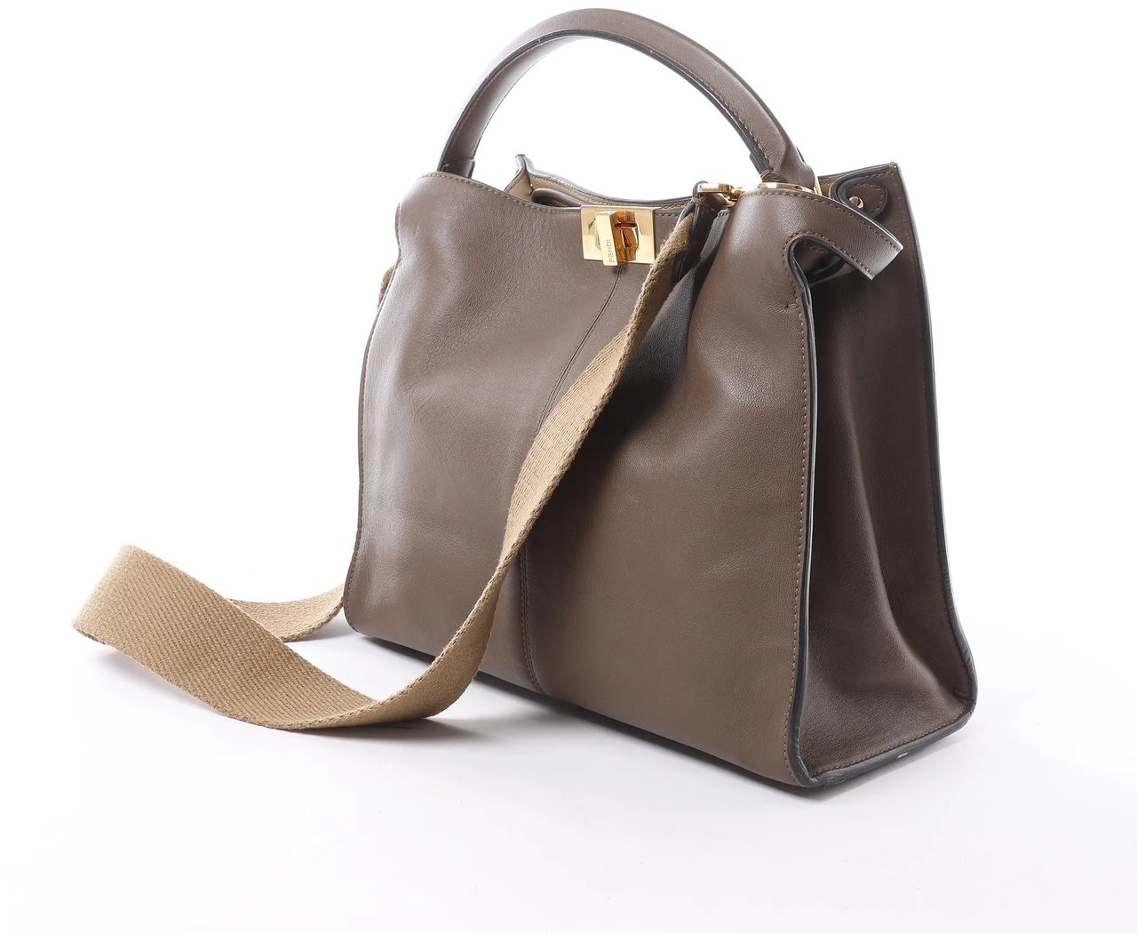 Fendi Peekaboo X-light Leather 2Way Handbag in Brown 8BN310 Bruin