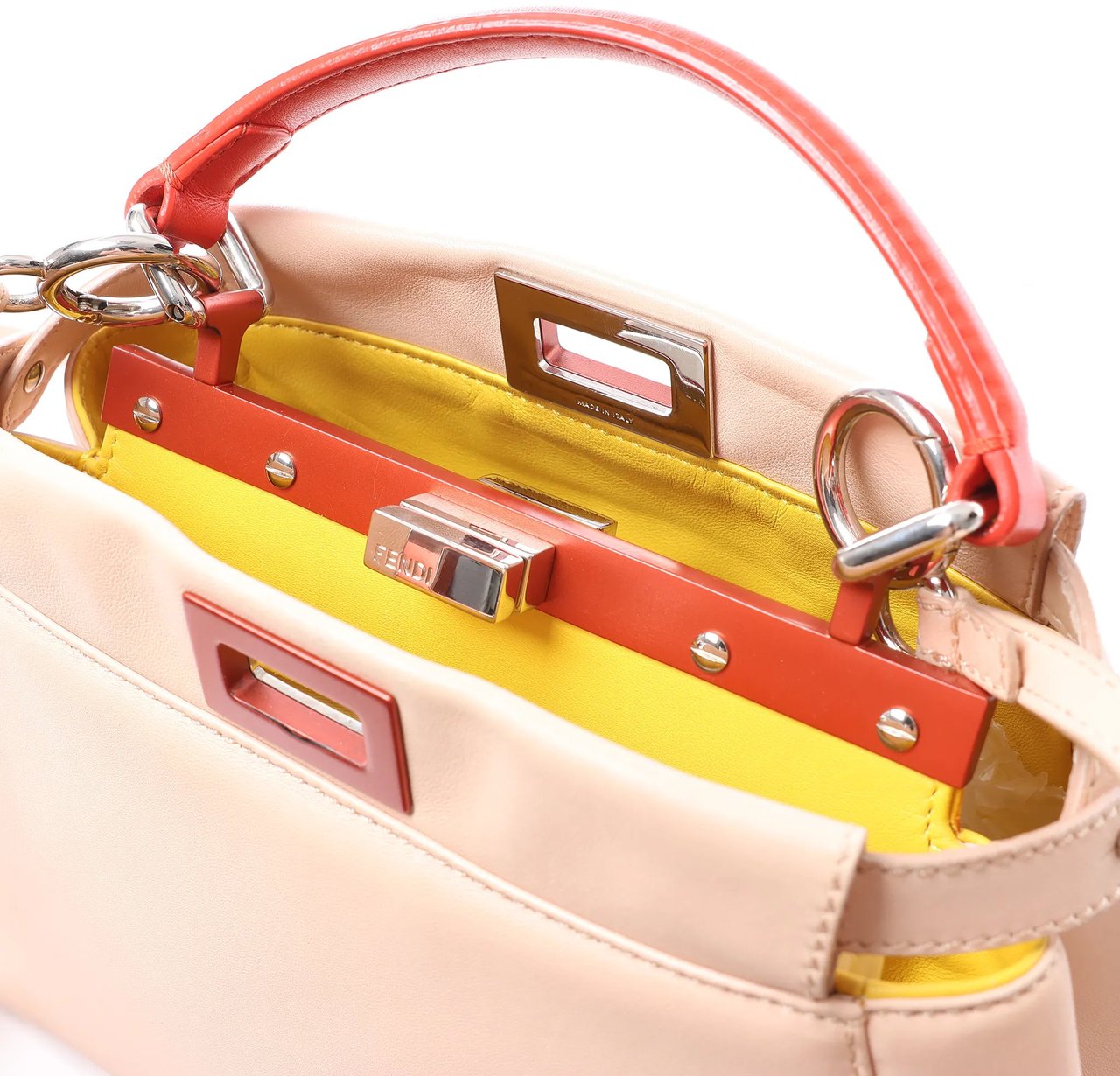 Fendi Peekaboo Mini Leather 2Way Handbag in Pink 8BN244 Roze