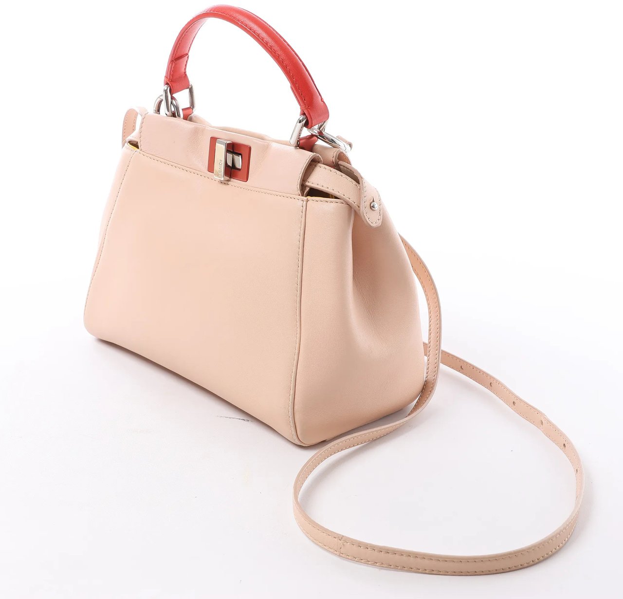 Fendi Peekaboo Mini Leather 2Way Handbag in Pink 8BN244 Roze