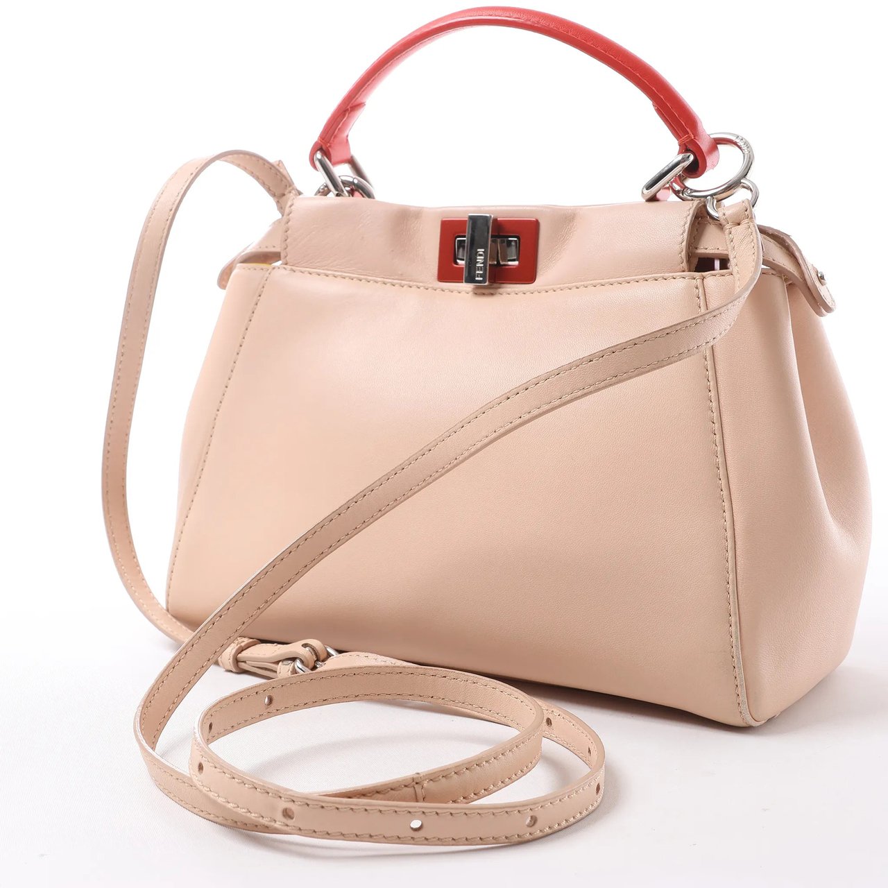 Fendi Peekaboo Mini Leather 2Way Handbag in Pink 8BN244 Roze