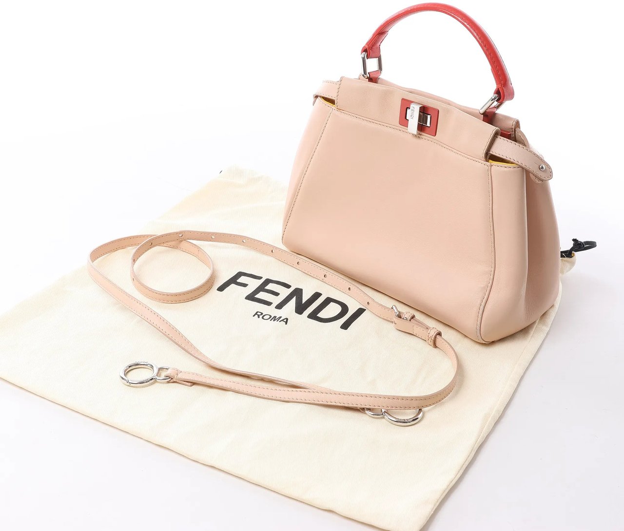 Fendi Peekaboo Mini Leather 2Way Handbag in Pink 8BN244 Roze