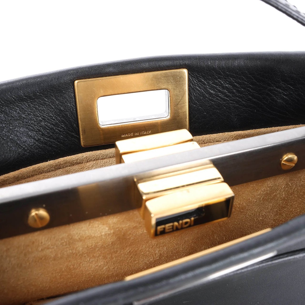 Fendi Peekaboo Mini Leather 2Way Handbag in Black 8BN227 Zwart